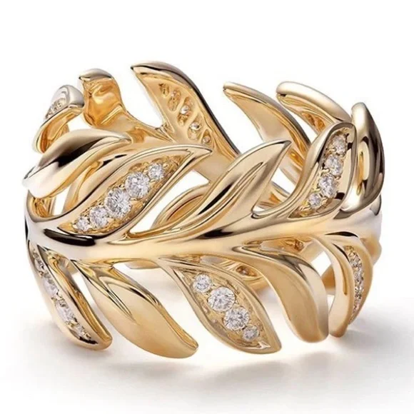 New Women’s Yellow Gold Plated Diamond Ring - Picture 3 of 3